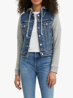 Levi"sTrucker Denim Jacket with Heather Gray Hoodie